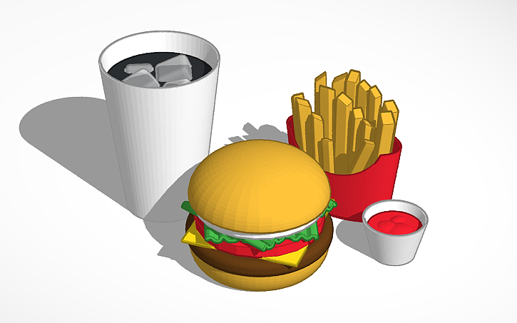 3D design BURGER SET - Tinkercad