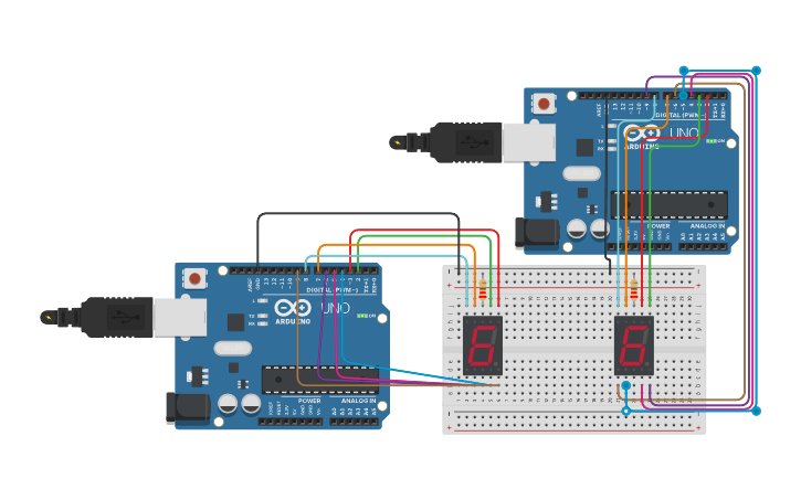 Circuit design Contagem Regressiva com 2 telas - Tinkercad