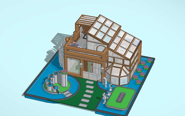 Tinker Examples 3D design Glass Tiny House - Tinkercad