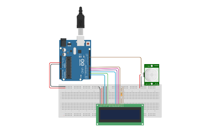 Circuit design Sensor a Contador - Tinkercad