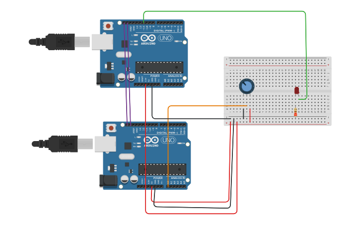 Circuit design master-slave - Tinkercad