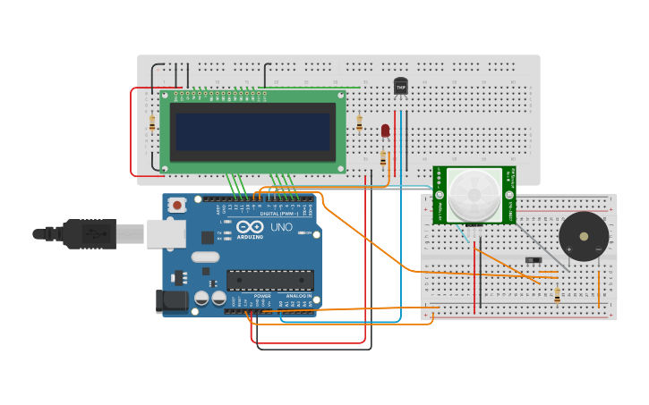 Circuit design Dua sensor | Tinkercad