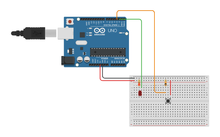 Circuit design TAREA - Encender LED con pulsador | Tinkercad