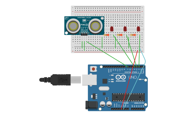 Circuit design Distance sensor | Tinkercad