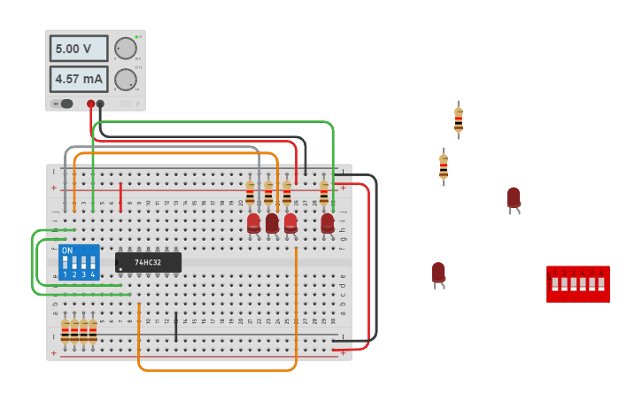 Circuit design 7432 OR GATE | Tinkercad