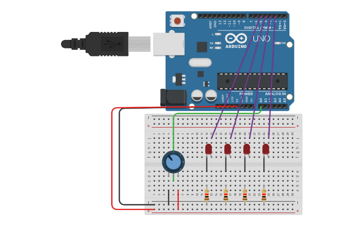 Circuit design Potentiomètre - Tinkercad