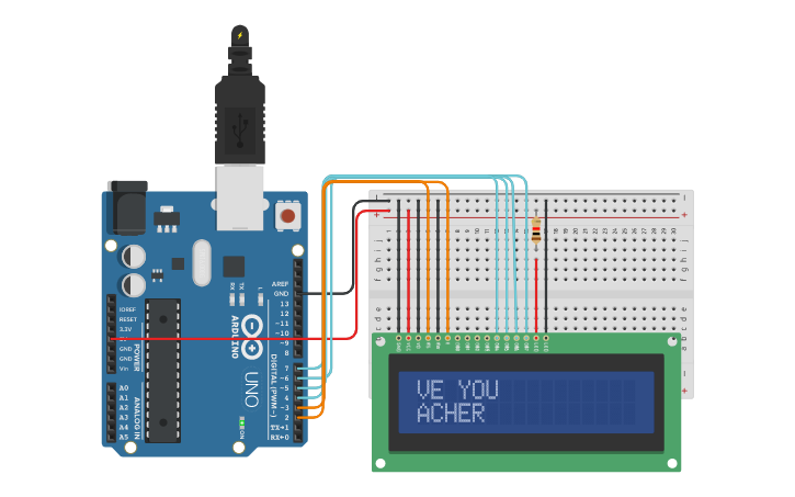 Circuit design LCD | Tinkercad