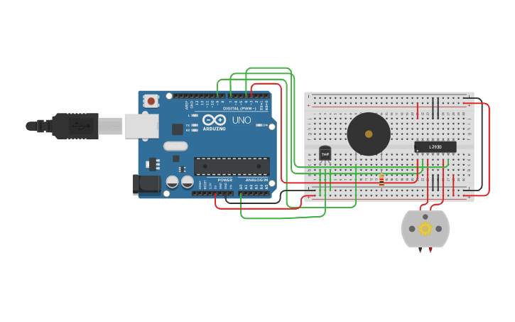 Circuit design fire alarm system - Tinkercad
