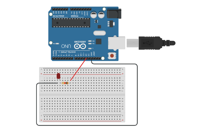 Circuit design Arduino one led light blinking - Tinkercad