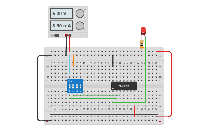Circuit design NOR Gate - Tinkercad
