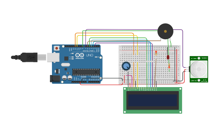 Circuit design Alarma con PIR | Tinkercad