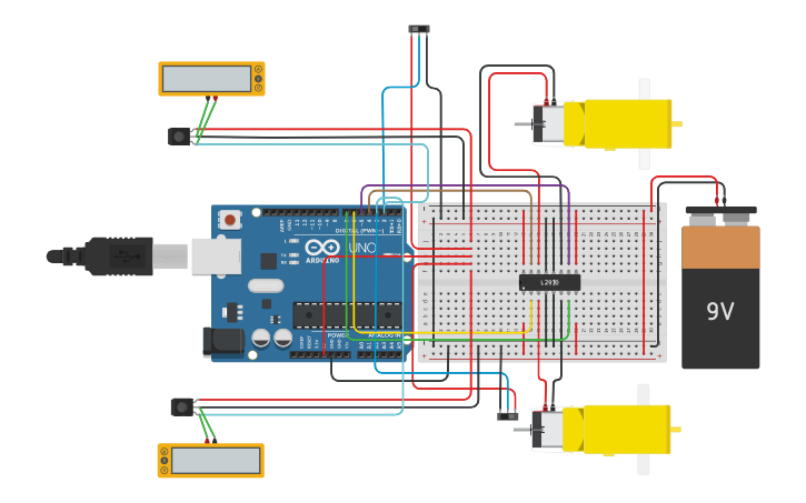 Circuit design Line Follower Robot - Tinkercad