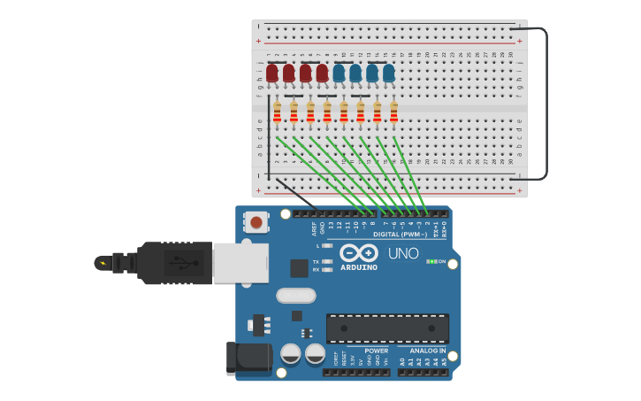 Circuit design actividad 4 arduino - Tinkercad