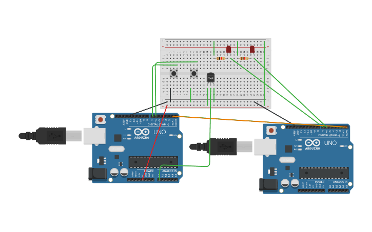 Circuit design Copy of Tx Rx LED - Tinkercad