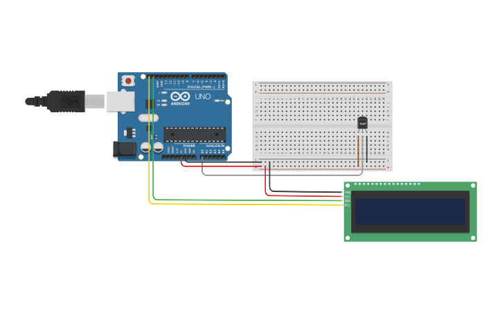 Circuit design termometro proyecto - Tinkercad