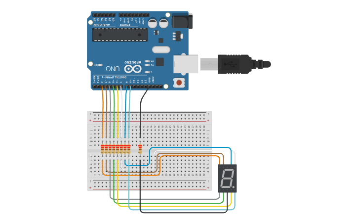 Circuit design 7segment - Tinkercad