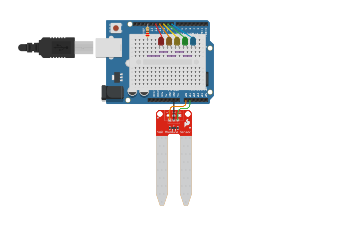 Circuit design Arduino moisture sensor - Tinkercad