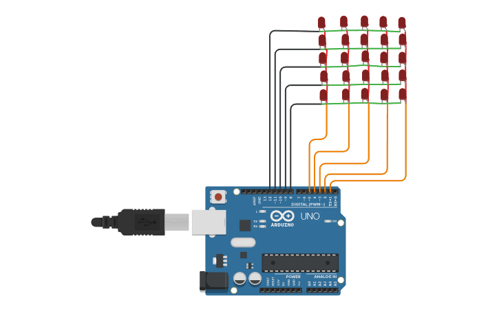 Circuit design Led matrix - Tinkercad