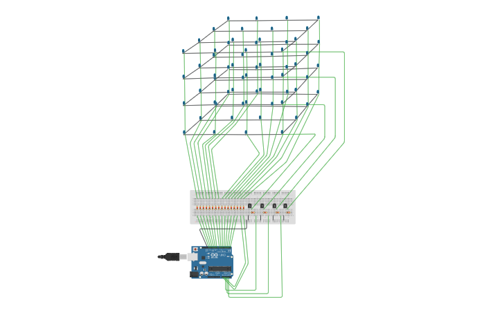 Circuit design END UTS 4x4x4 LED by Mahadwipa | Tinkercad