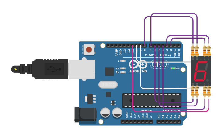 Circuit design 7-Segment Display Counting with Arduino Uno - Tinkercad