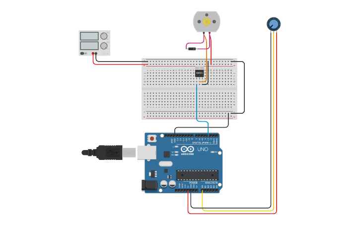 Circuit design Arduino DC motor speed controller - Tinkercad