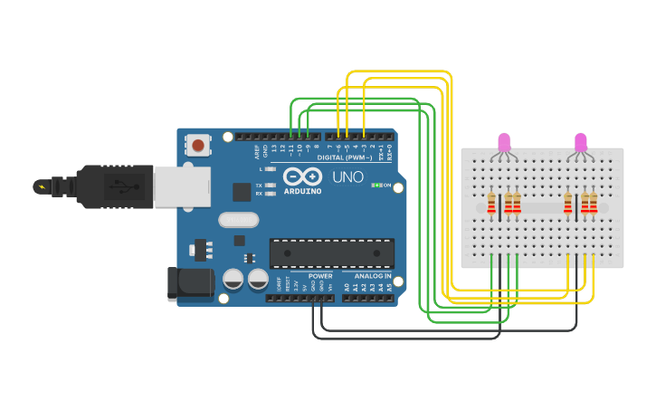 Circuit design LED RGB - Tinkercad