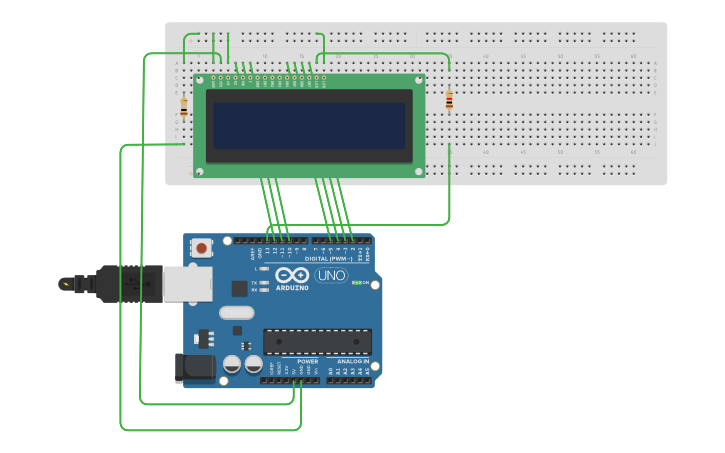 Circuit design Arduino LCD 16x2 Display Test - Tinkercad