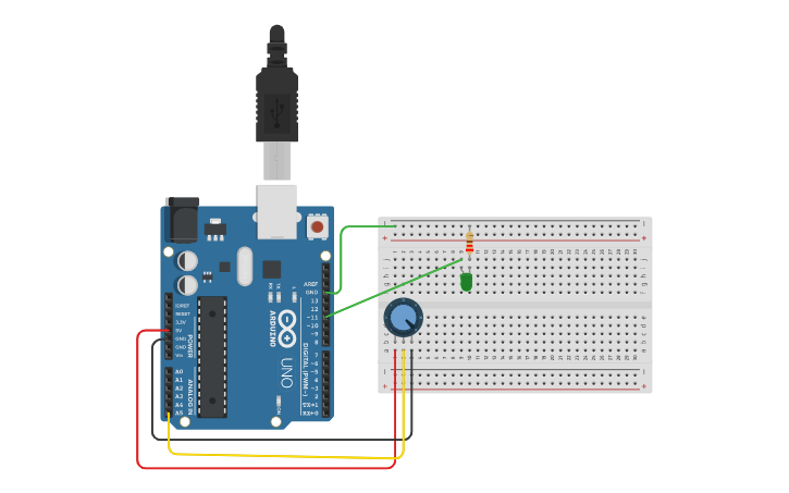 Circuit design Module 6: Part 3a -analogRead to analogWrite | Tinkercad