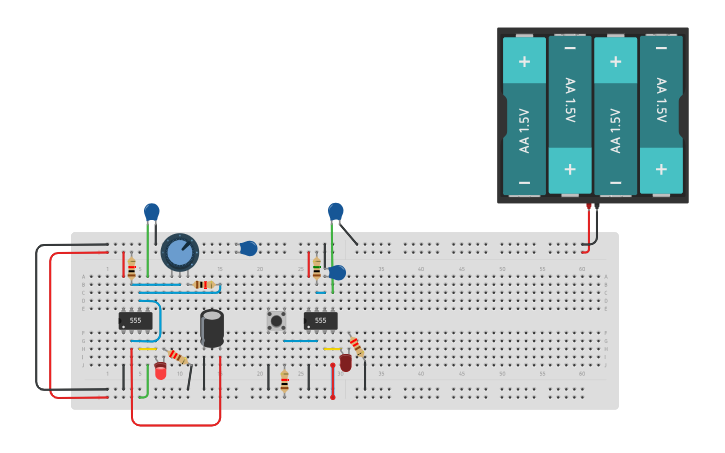Monostable Circuit Using 555 Using Rcad Software Circuit design Monostable 555 timer - Tinkercad