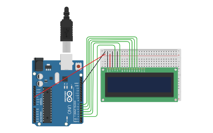 Circuit design U3T6. Task 6. Arduino. LCD - Tinkercad