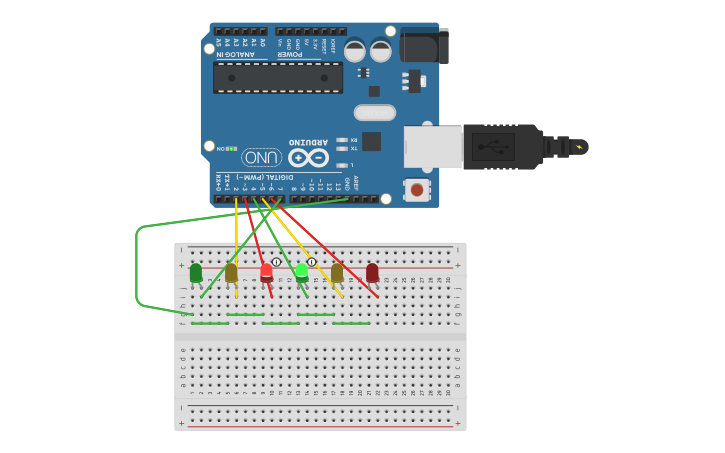 Circuit design Semáforo | Tinkercad