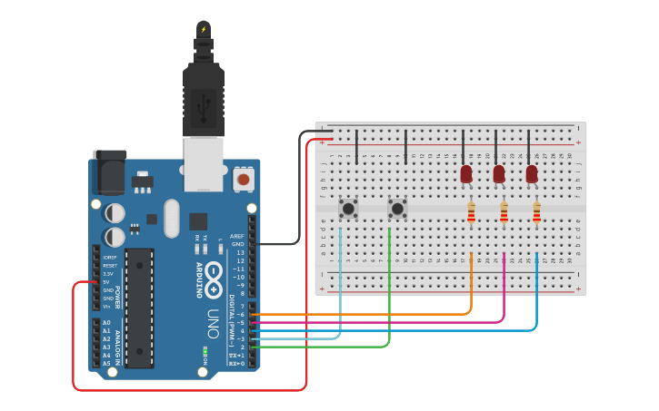 Circuit design Automa 8 stati SR _contatore up-down modulo 6_ - Tinkercad