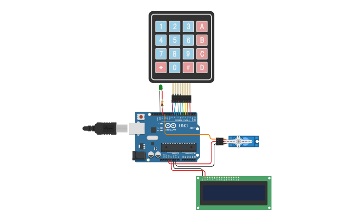 Circuit design Keypad 4x4 with Arduino - Tinkercad