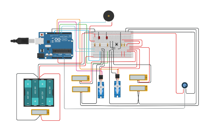 Circuit design Railway Crossing - Tinkercad