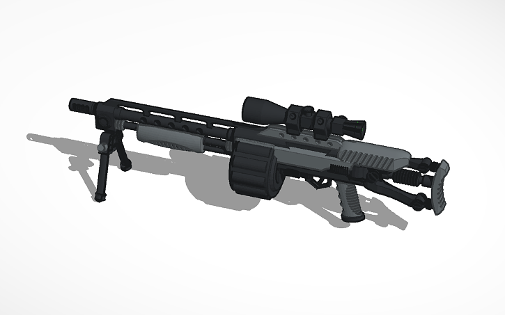 3D design Sci-fi Sniper Rifle Carbon Finish(Credit to Tinker Dragon ...