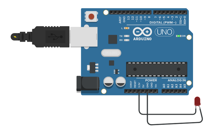 Circuit design Beginner Breadboard - Light Bulb and Battery - Tinkercad