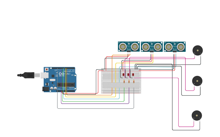 Circuit design Smart Parking System - Tinkercad