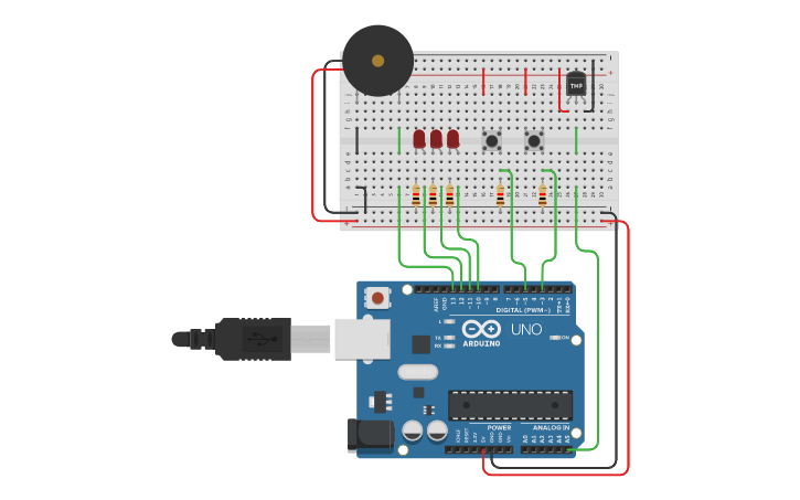 Circuit design Temperature Sensor Circuit - Tinkercad