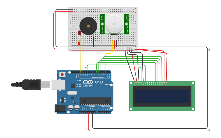 Circuit design Motion Sensor with Arduino-Group5 - Tinkercad