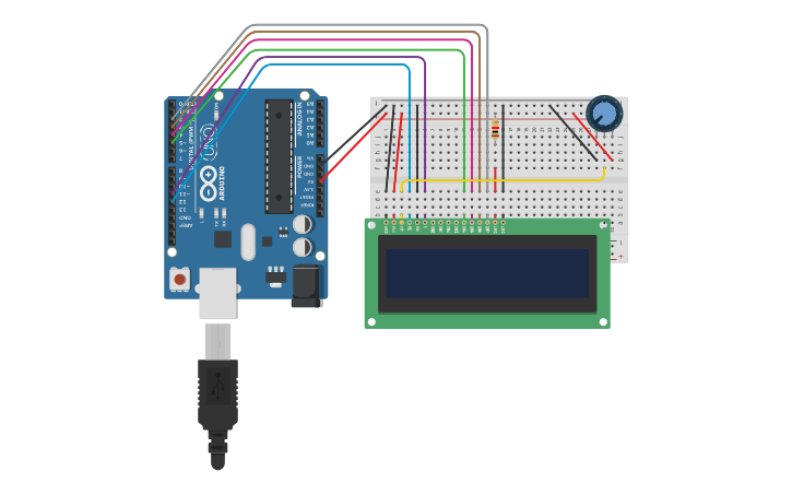 Circuit design Display LCD com Arduino - Tinkercad