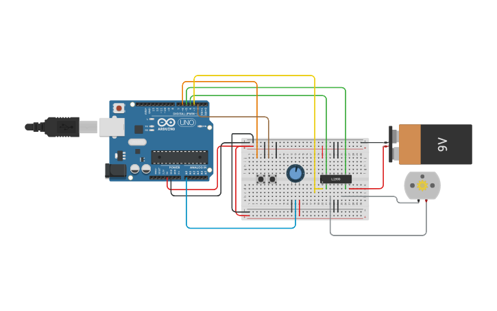 Circuit design Speed and Direction control - Tinkercad