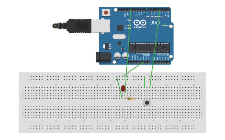 Circuit design яркость от кнопок - Tinkercad