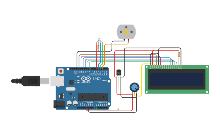 Circuit design Smart Irrigation System - Tinkercad