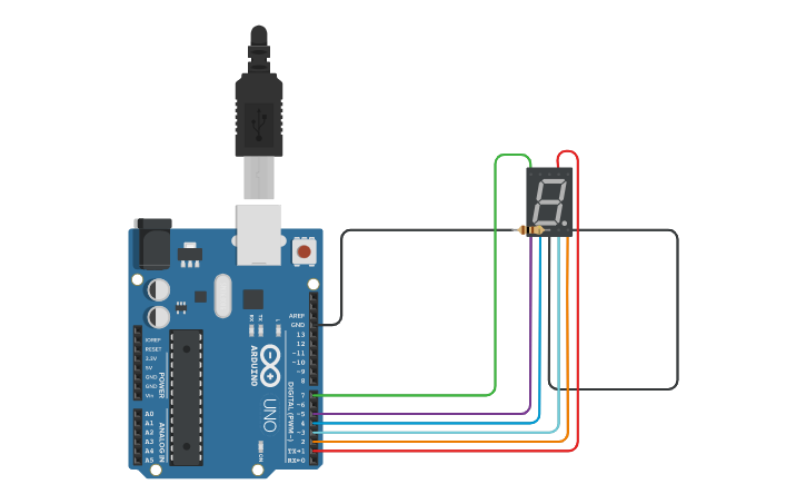 Circuit design 7-Segment Display with Arduino (Babor_Faraday) - Tinkercad