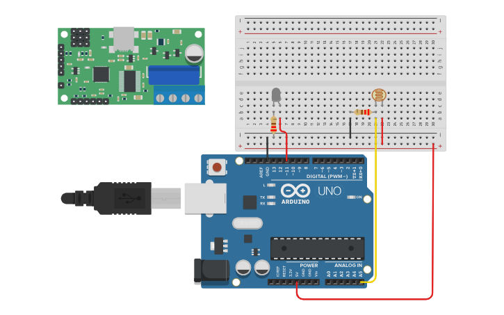 Circuit design Practica LDR - Tinkercad