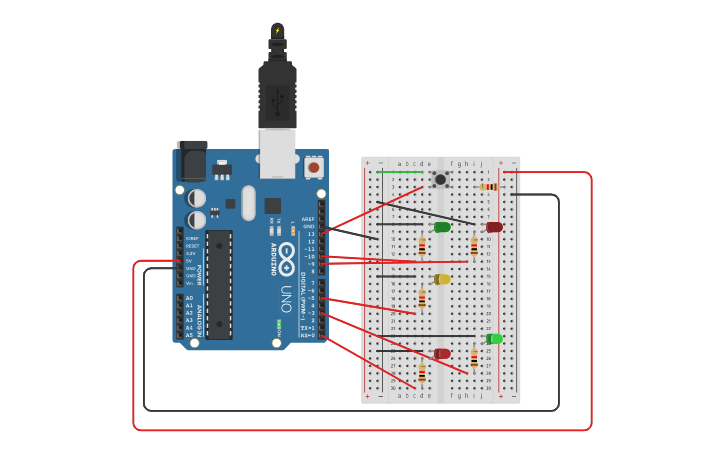 Circuit design Practica Arduino 1 - Tinkercad