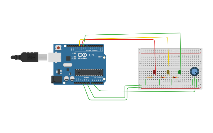 Circuit design 3 светодиода горят последовательно и рег потенциометром ...