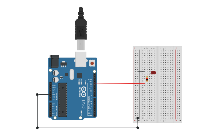 Circuit design Arduino board- Blinking LED - Tinkercad