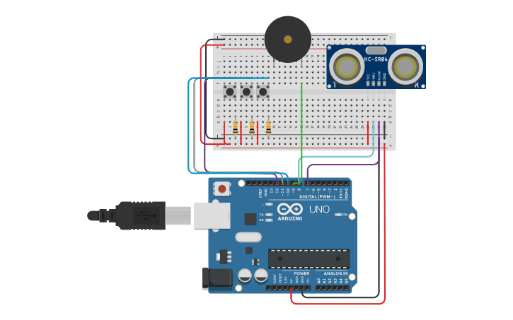 Circuit design Button sequence - Tinkercad