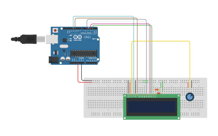 Circuit design LCD+Calculadora - Tinkercad